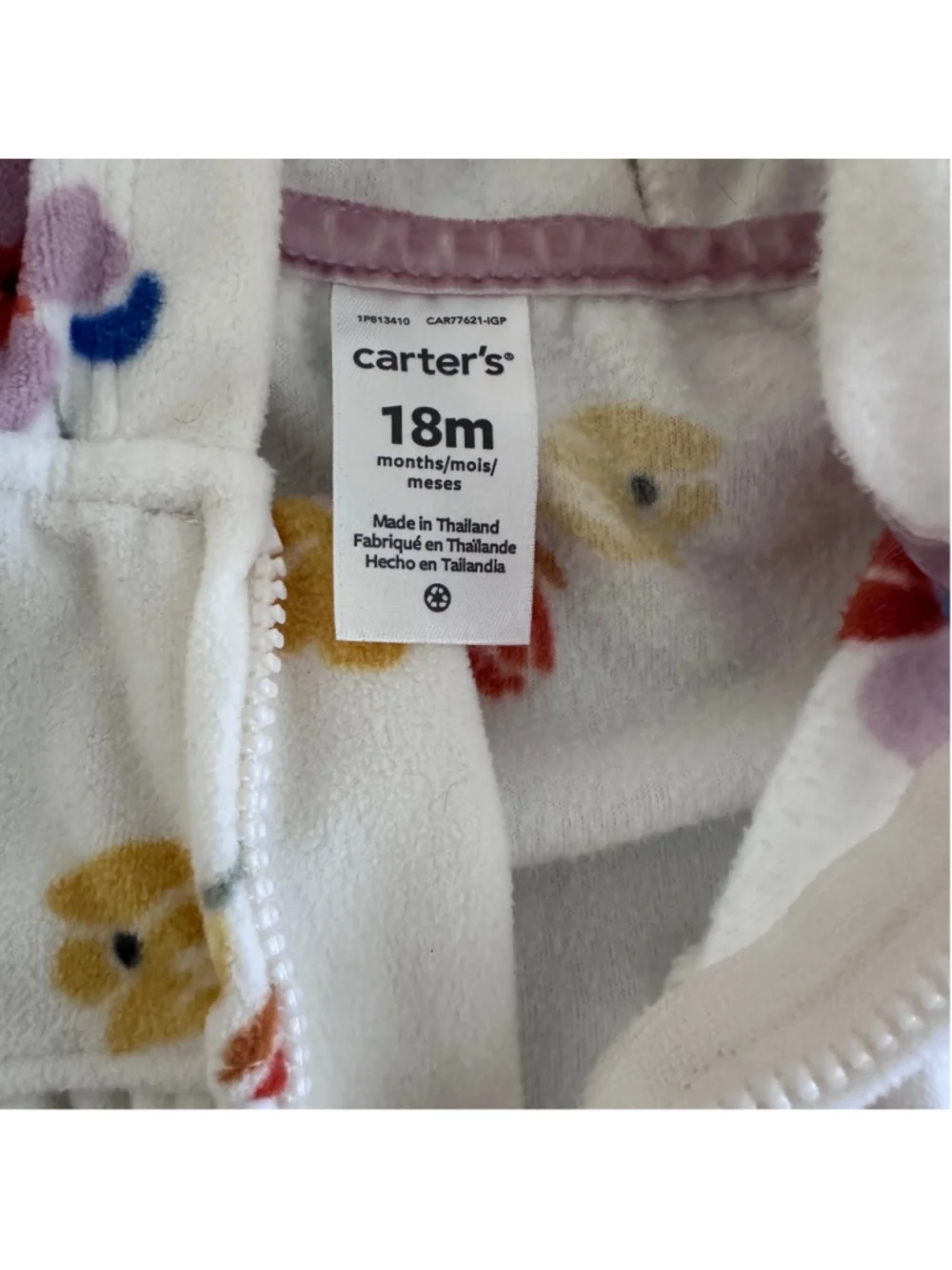 Carter’s Baby Footie 18M Floral Hooded Fleece Sleeper